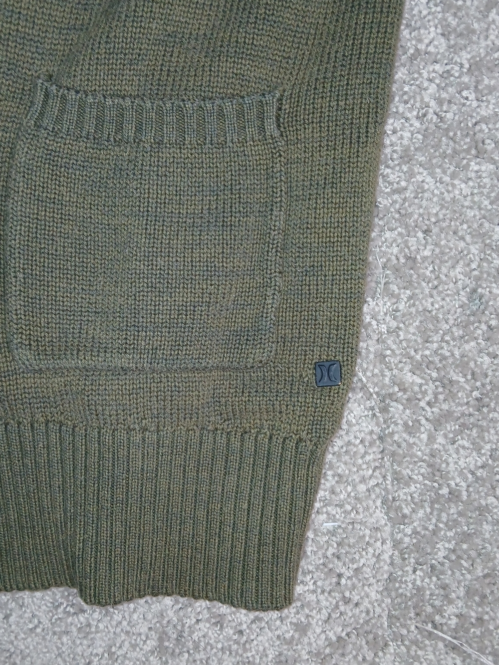 Hurley Cardigan Mojave Olive Green Shawl-Collar Knit Cardigan for Women Medium - Picture 7 of 12